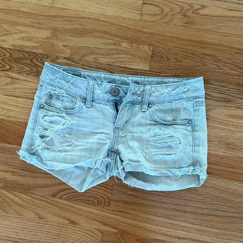 American eagle Distressed Light Blue Denim Shorts